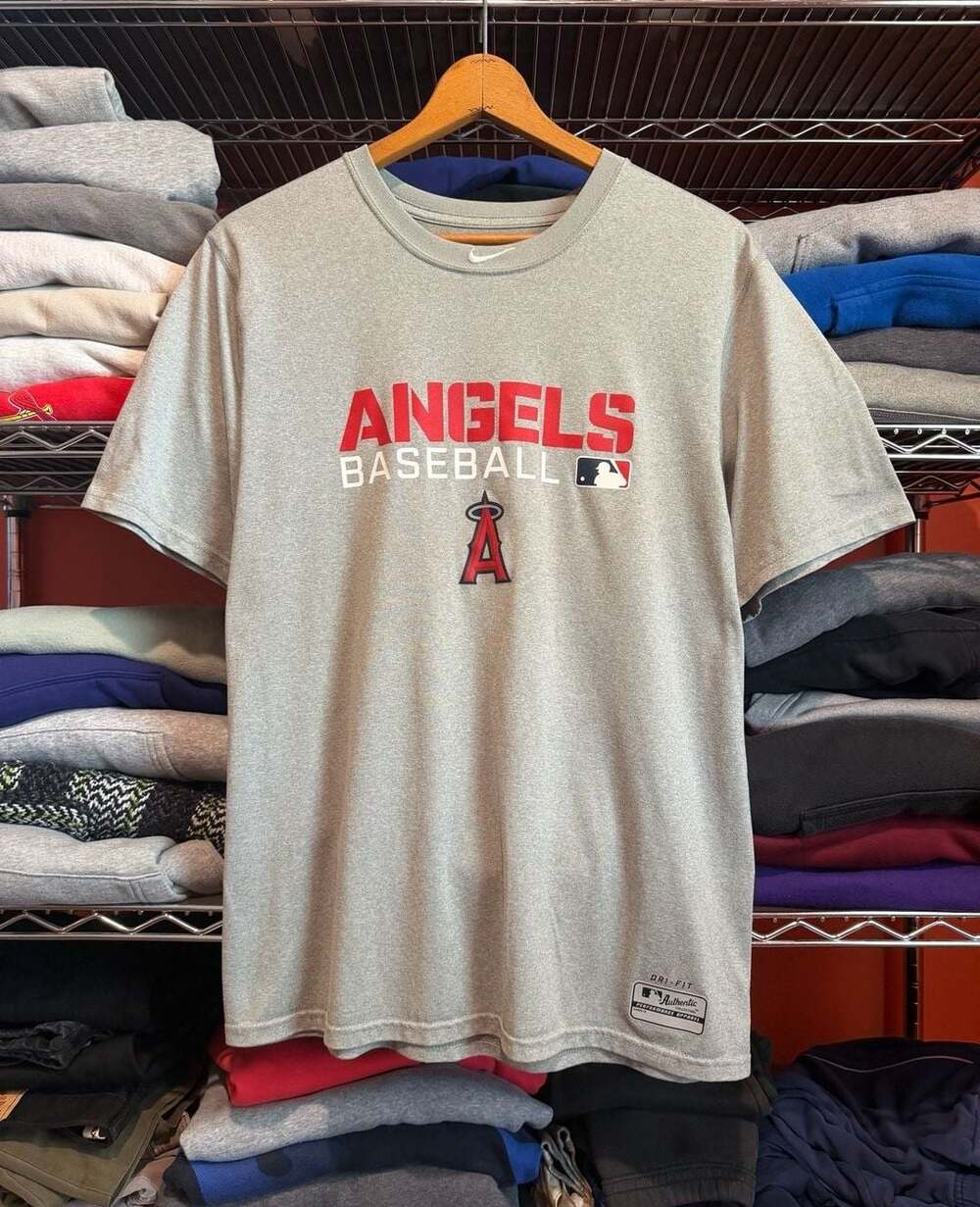 Nike Dri-FIT Los Angeles Angels MLB Baseball Gray T-Shirt Men's Size Large
